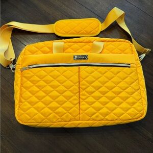 Yellow Quilted Laptop Messenger Bag